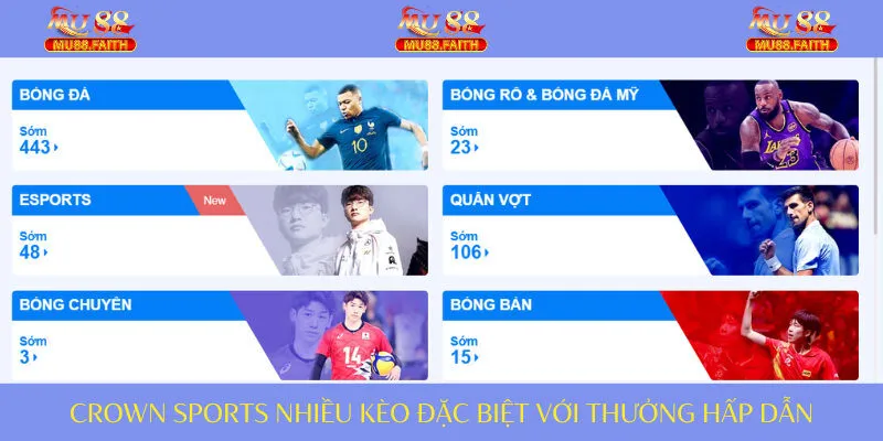 THỂ THAO 4 Sảnh CROWN mang tới nhiều kèo cược thú vị